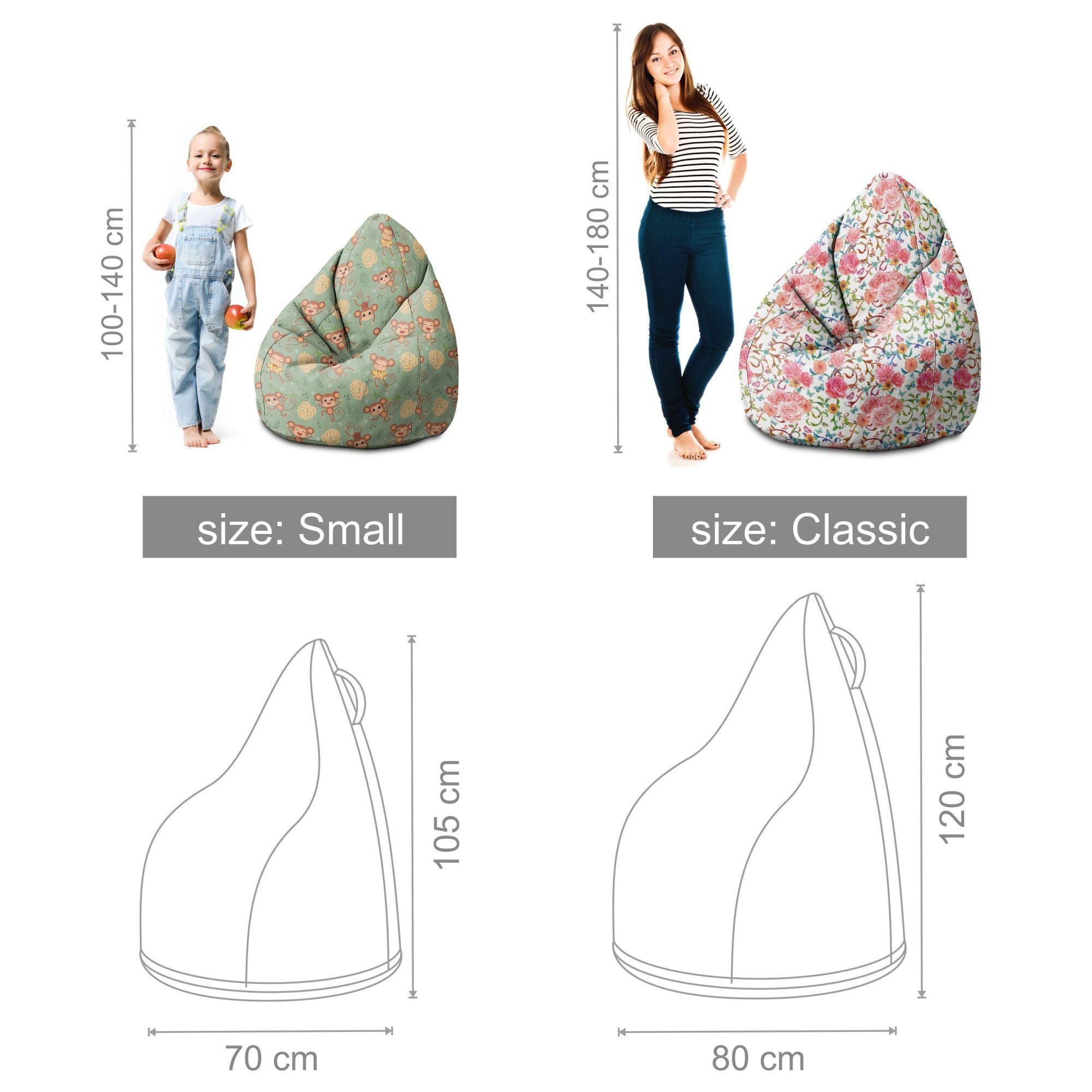 Puf Birnenform Skandinavisch Grün und Gelb-S-Samt