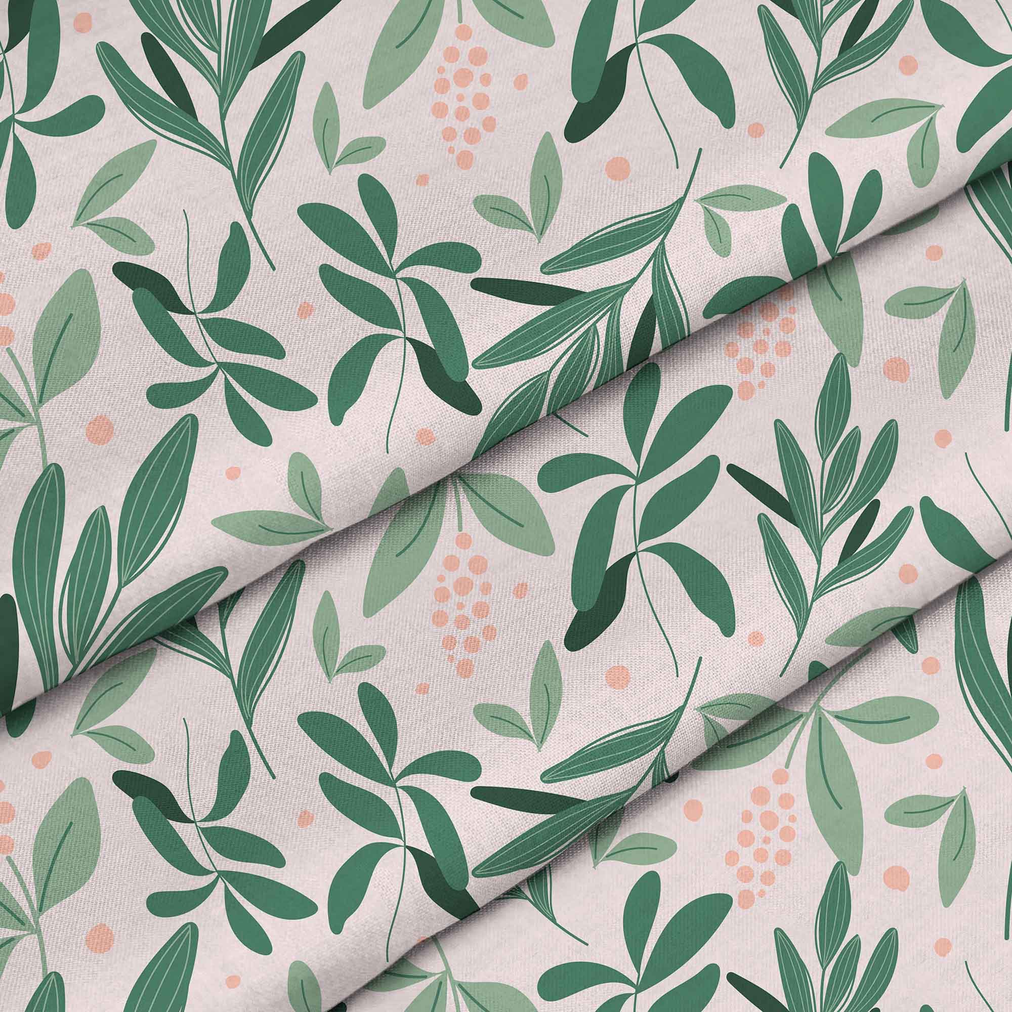 Olive Leaves on Pink-Tkanina Obrusowa