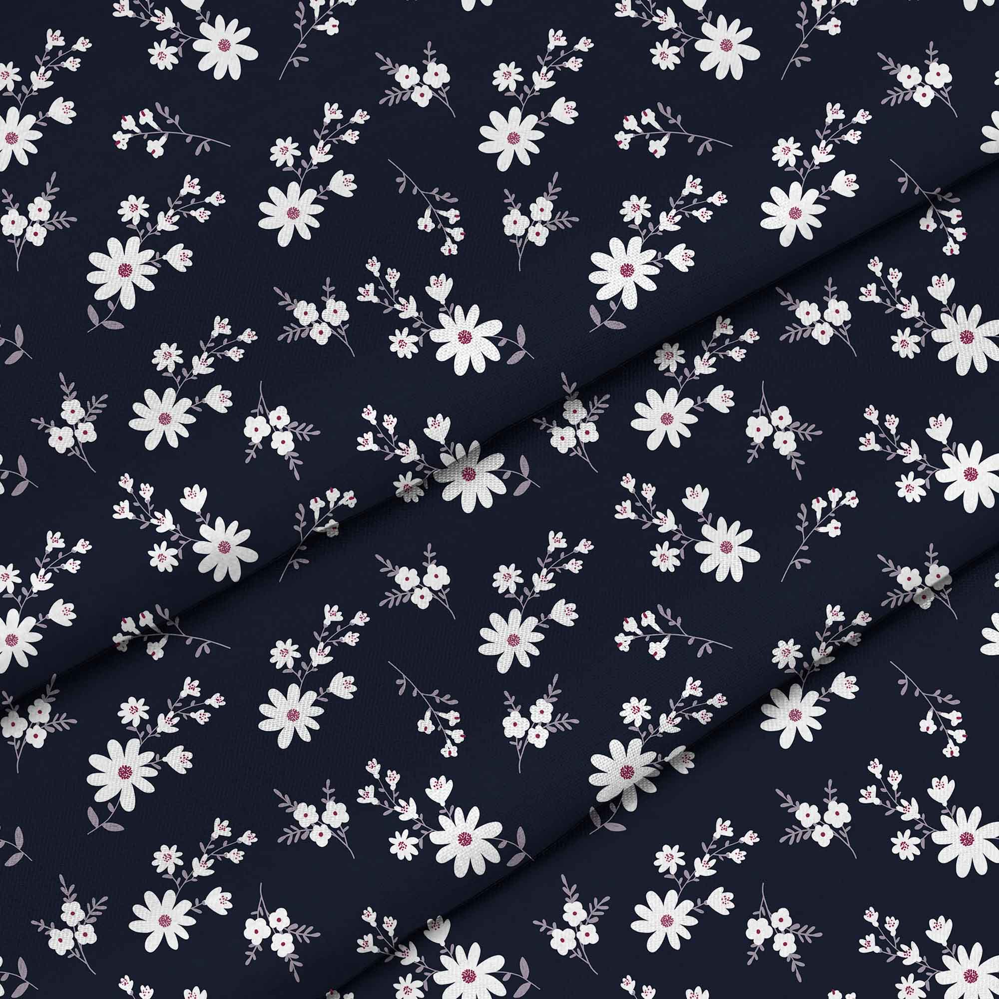Kleine Blumen auf Dunkel-Flache Mikrofaser
