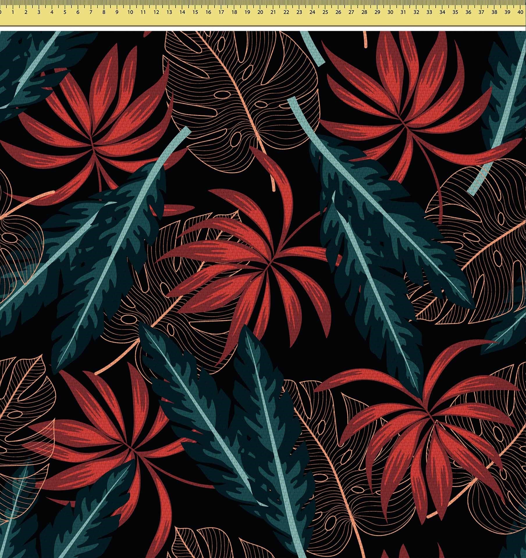 Exotic Leaves on Dark-Mikrofibra Płaska