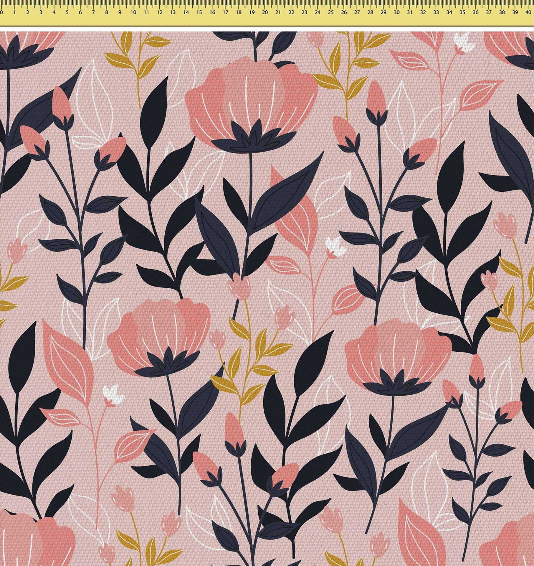 Pink and Navy Flowers-Flat Microfiber
