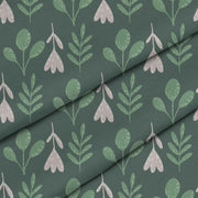 Folk Flowers on Green-Velvet
