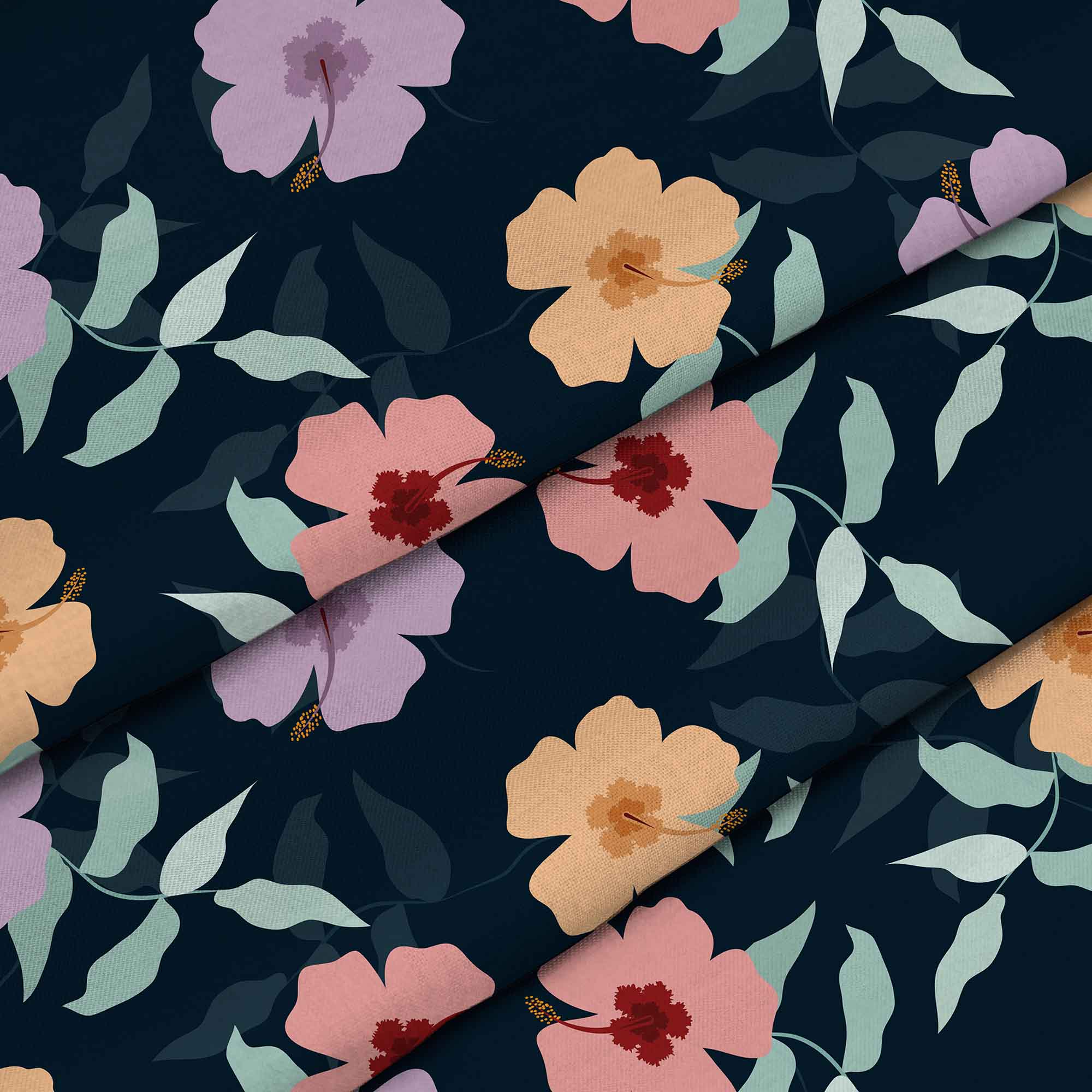 Einfache Blumen auf Navy-Panama
