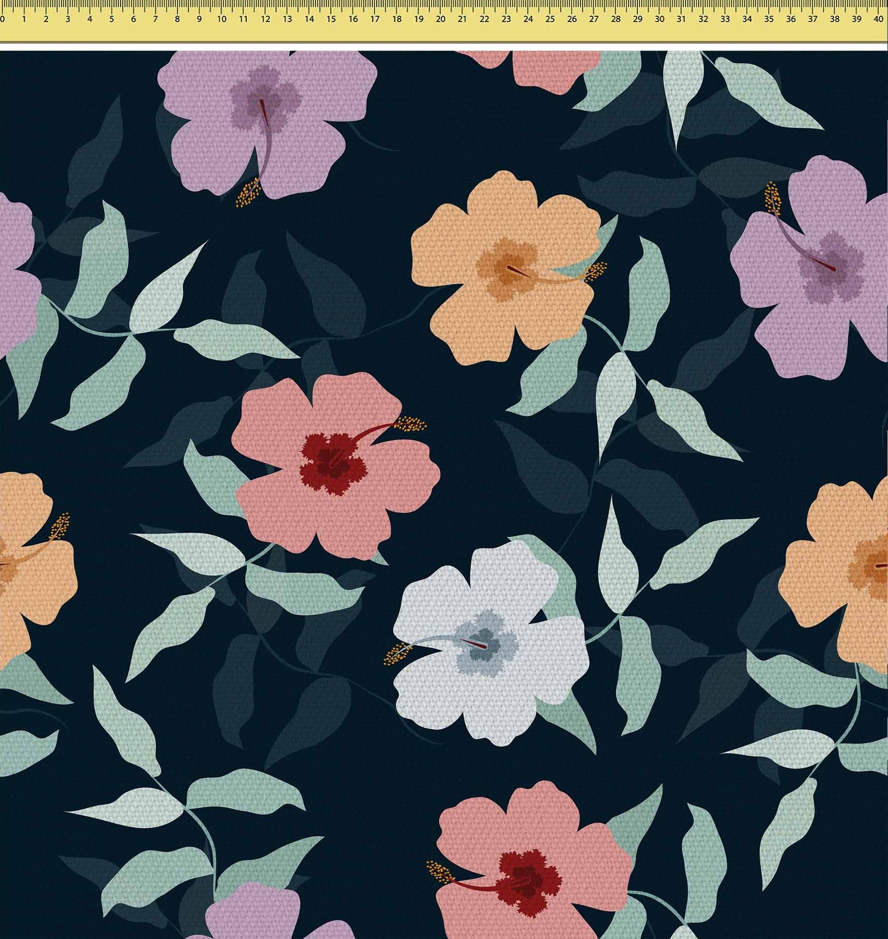 Einfache Blumen auf Marineblau-Velvet