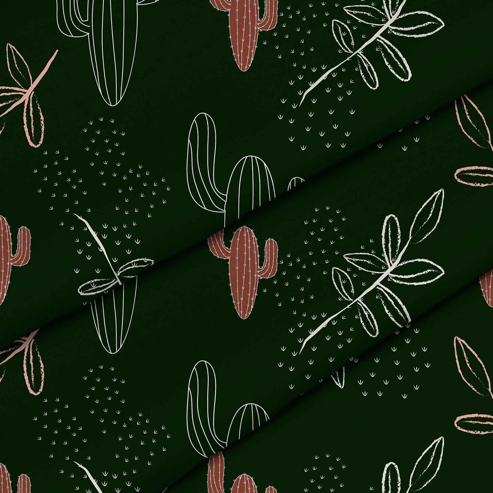 Cactus Doodles-Mikrofibra Płaska