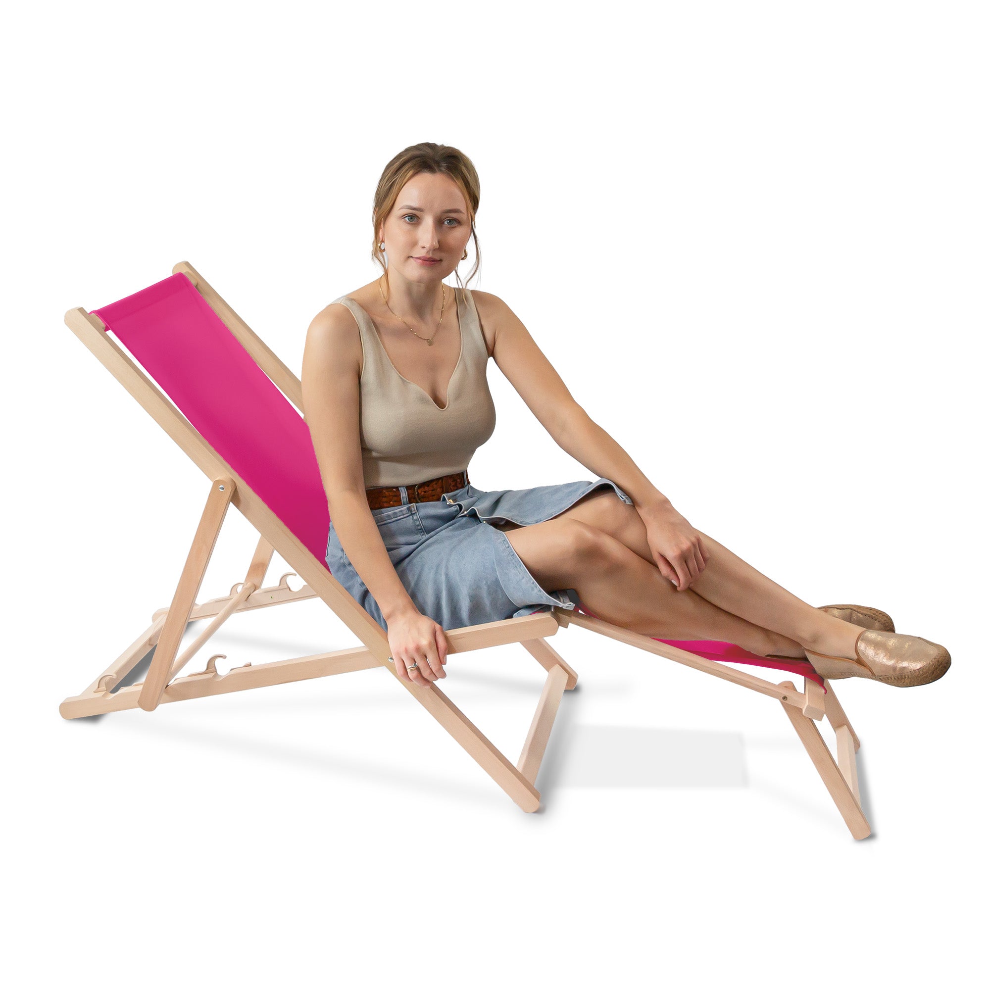 Leżak drewniany z podnóżkiem Rose