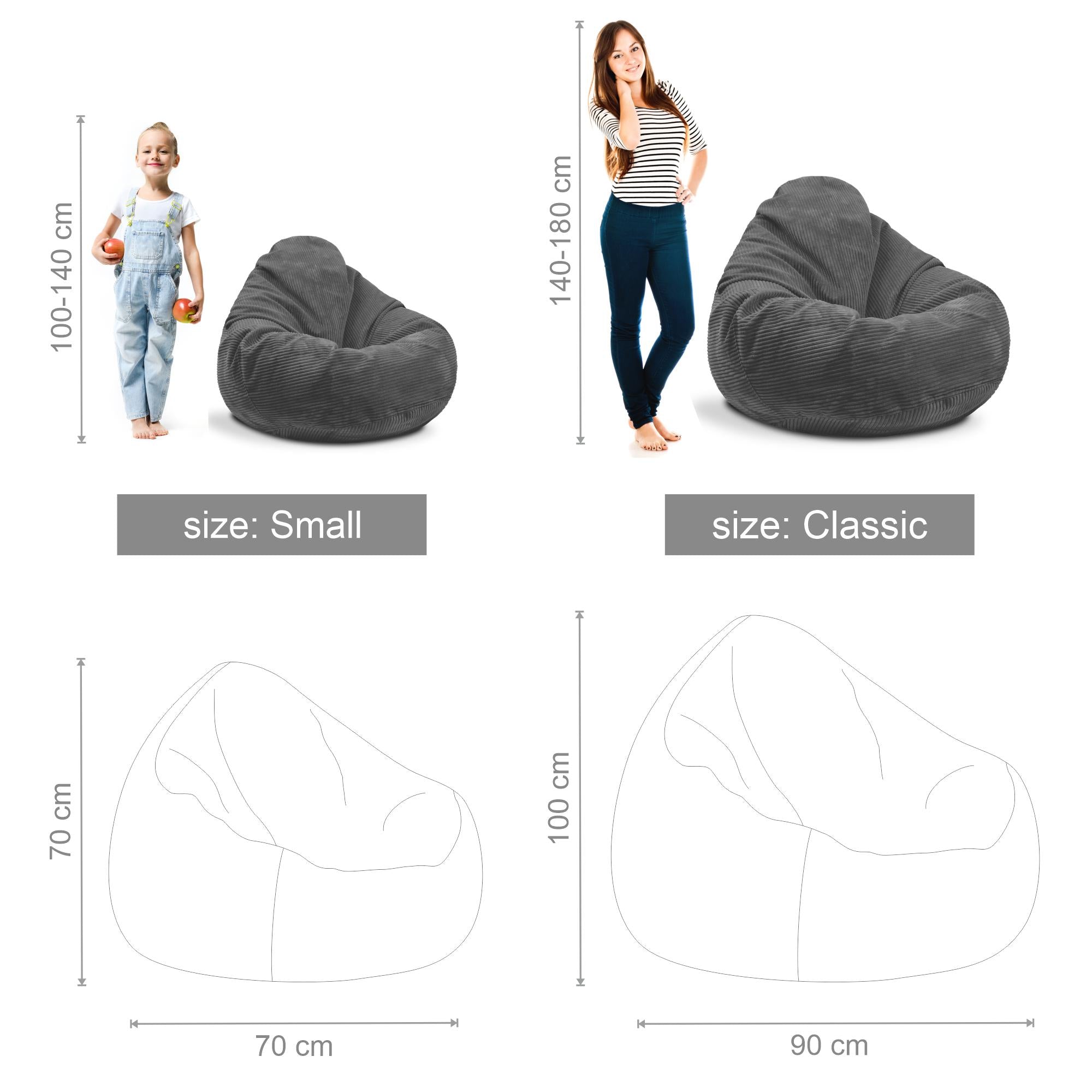 Puf Paradise z Podnóżkiem Granite Gray-M