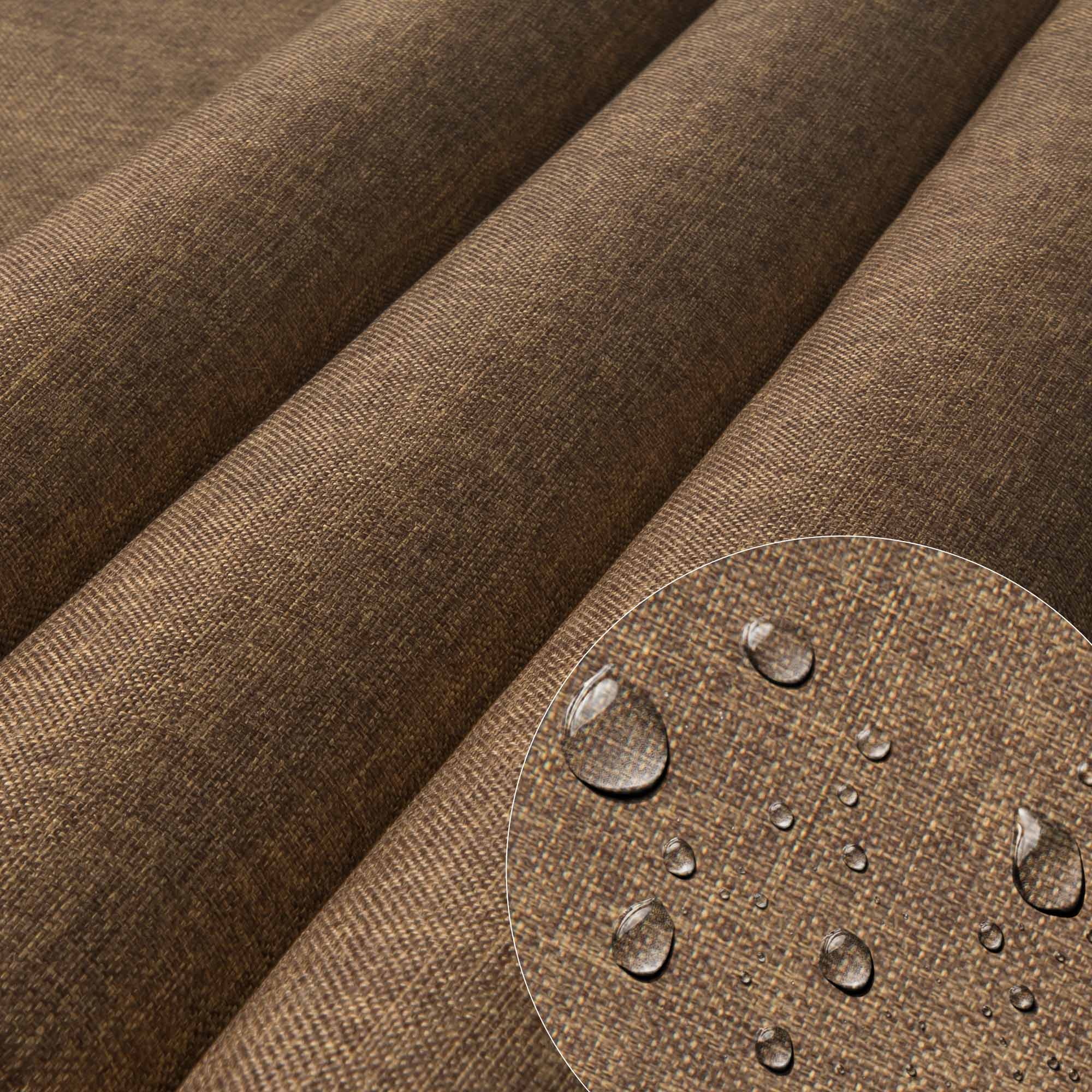 Holzliegestuhl mit Kissen Leinen-Imitat Cinnamon-M