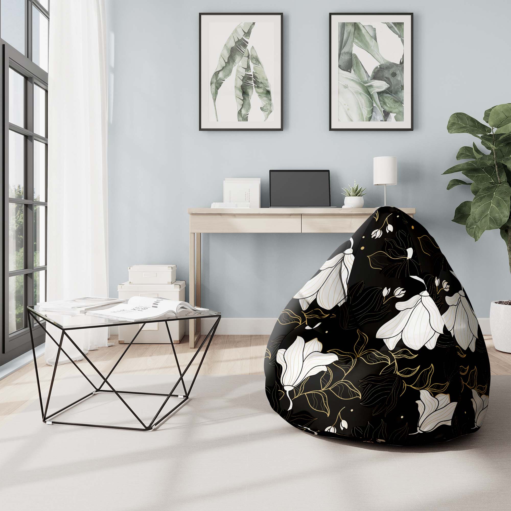 Puf Pearshape Bohemian Flowers-S-Oxford
