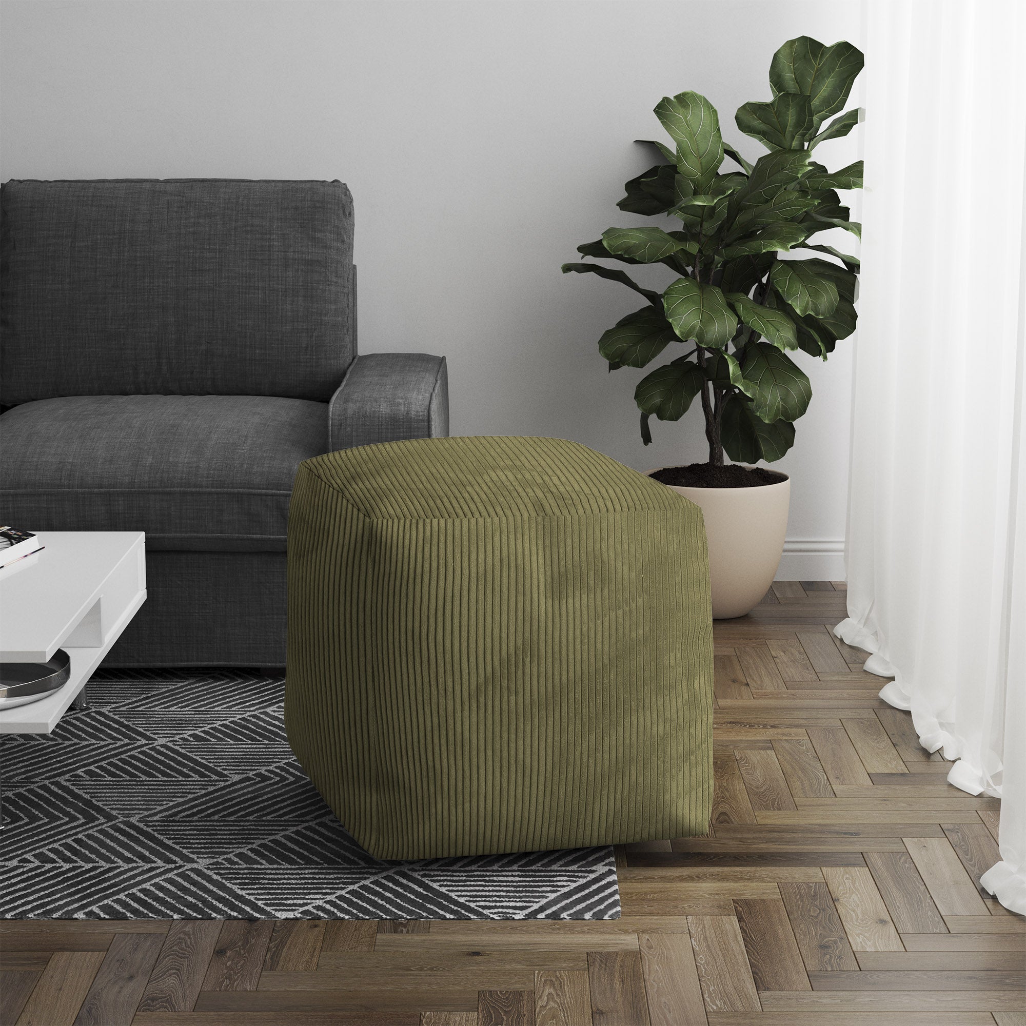 Puf Cube Dark Olive