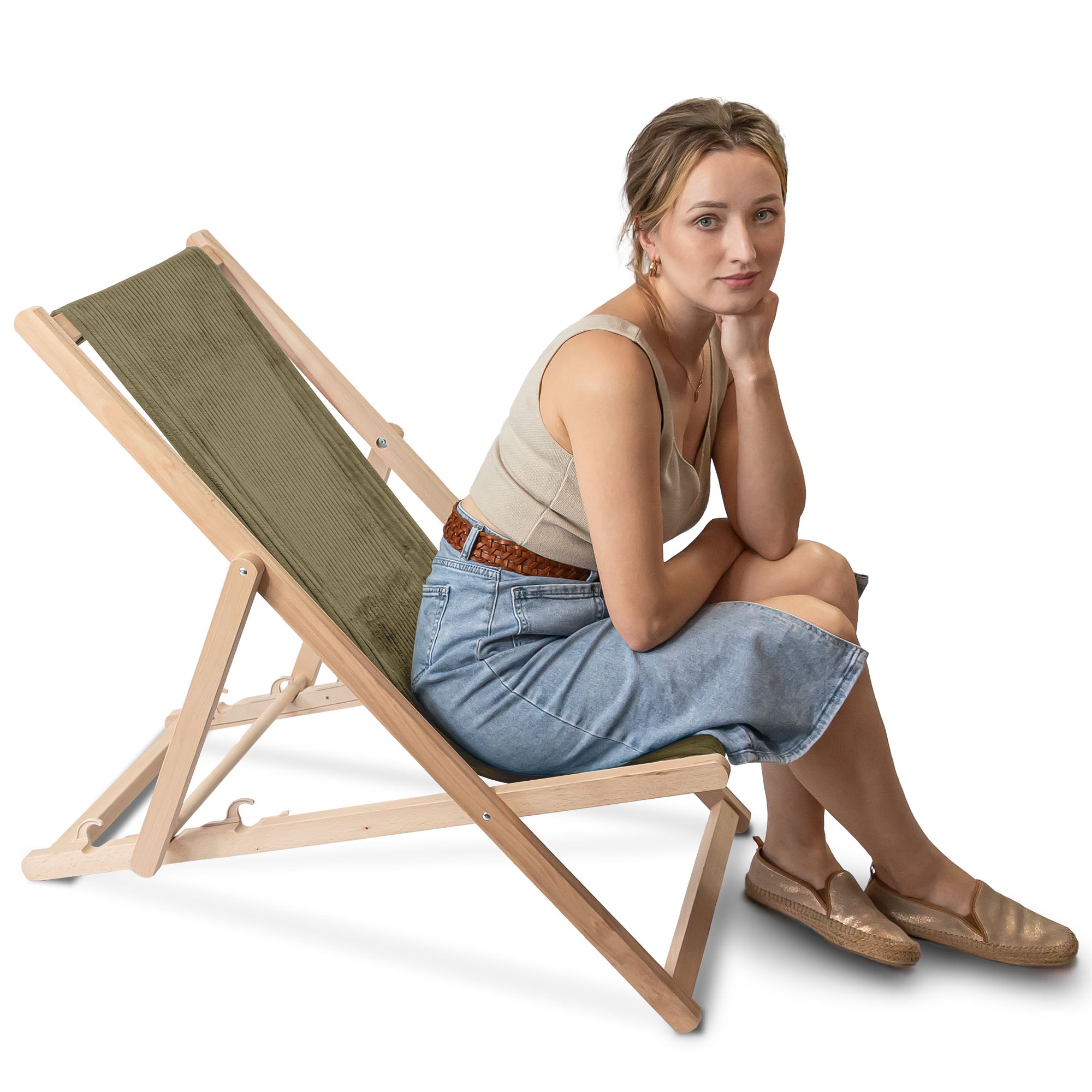 Leżak drewniany Lincoln Dark Olive