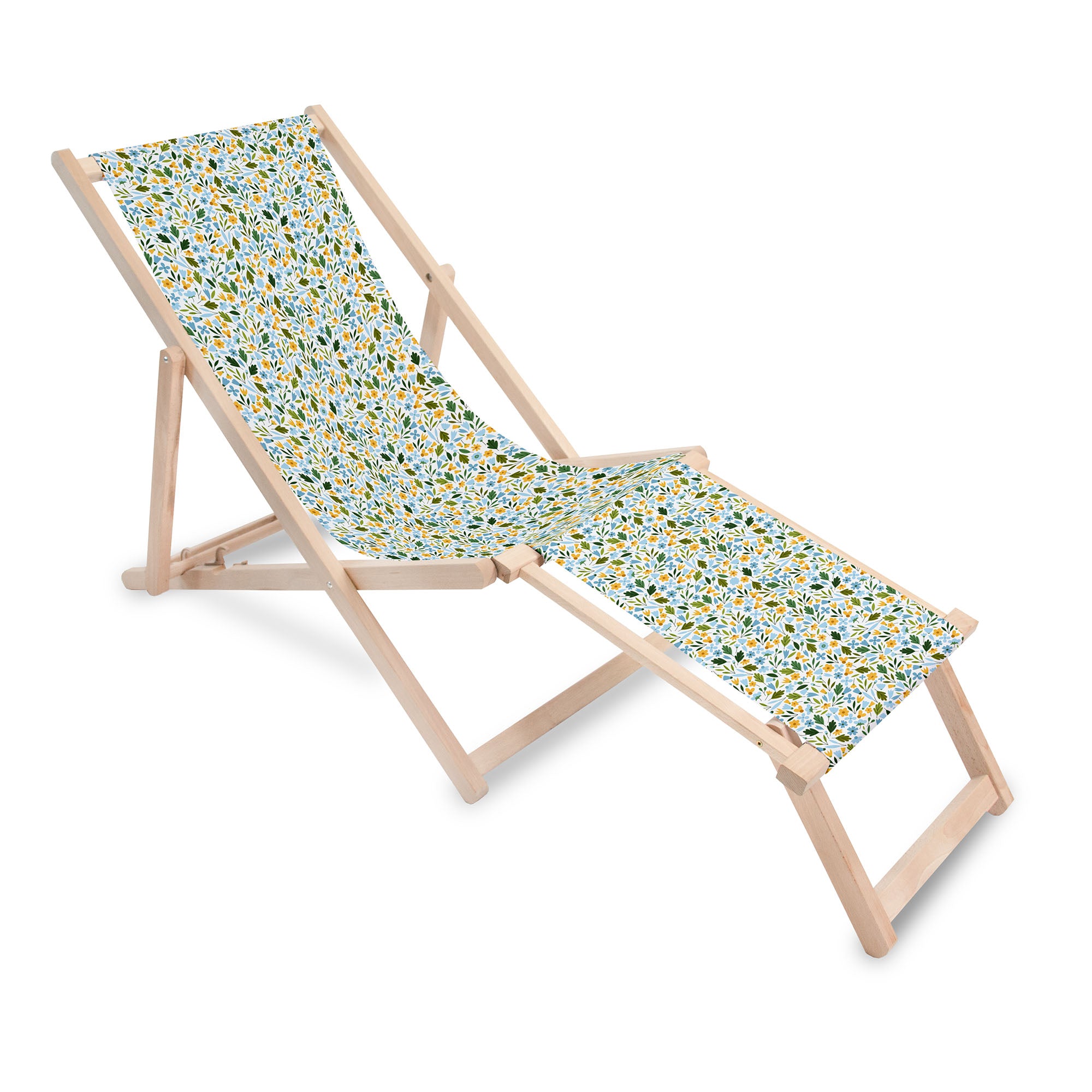 Leżak drewniany z podnóżkiem Forget me not