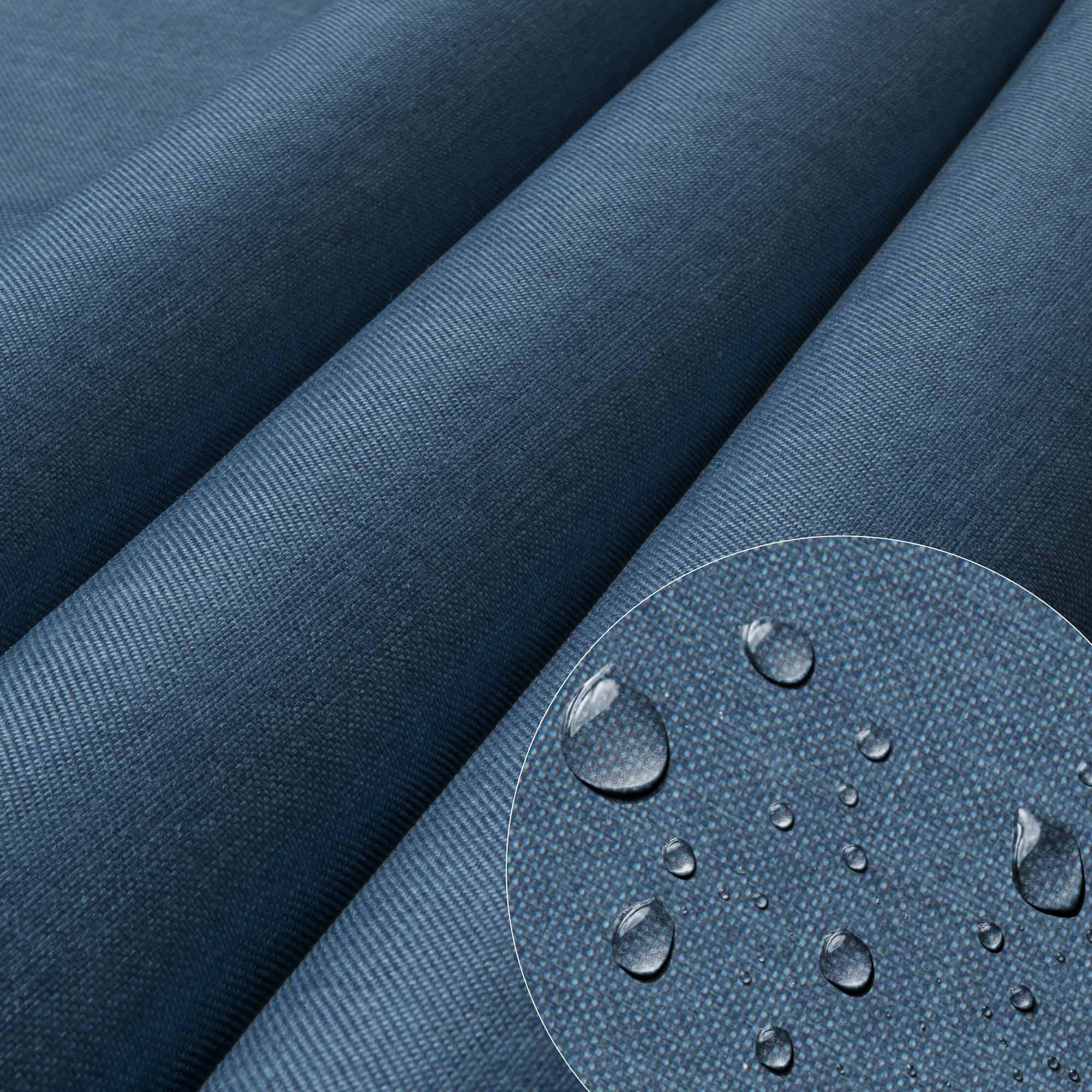 Leżak drewniany z podnóżkiem Imitacja Lnu Denim Dream