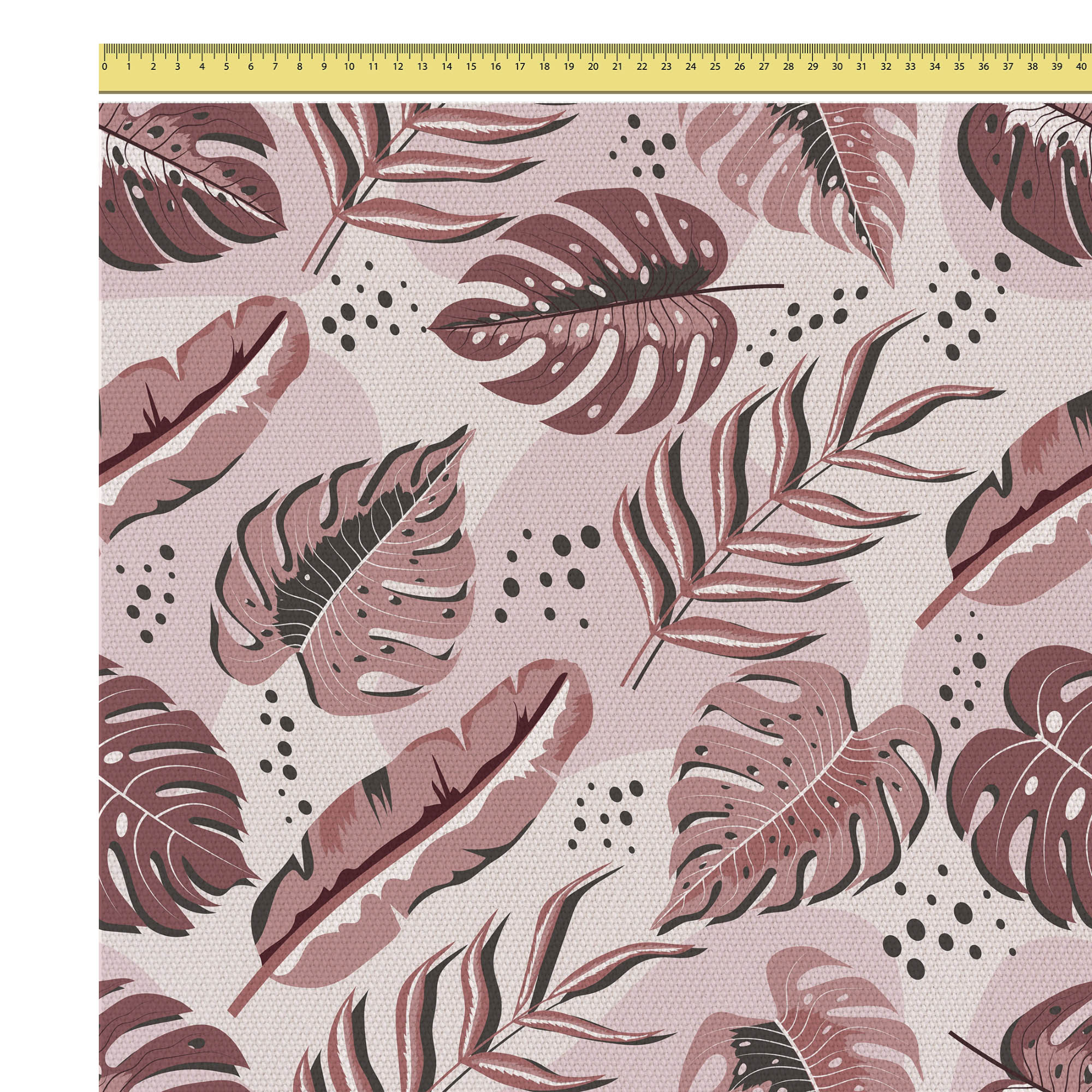 Pink Exotic Leaves-Tkanina Obrusowa