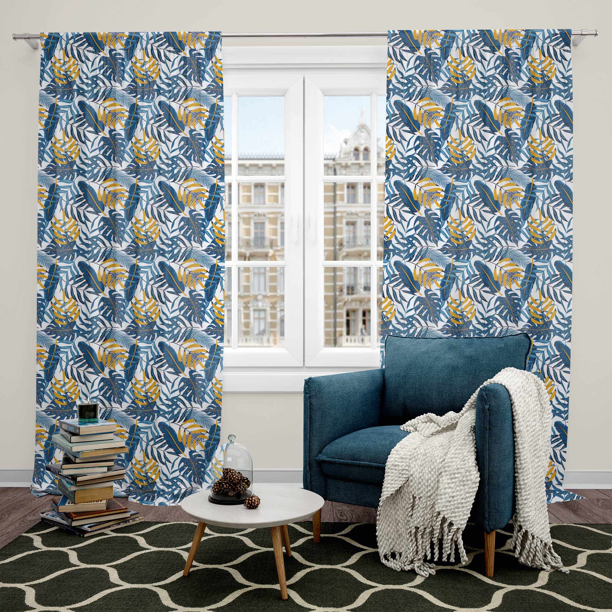 Blue Gold Leaves-Velvet
