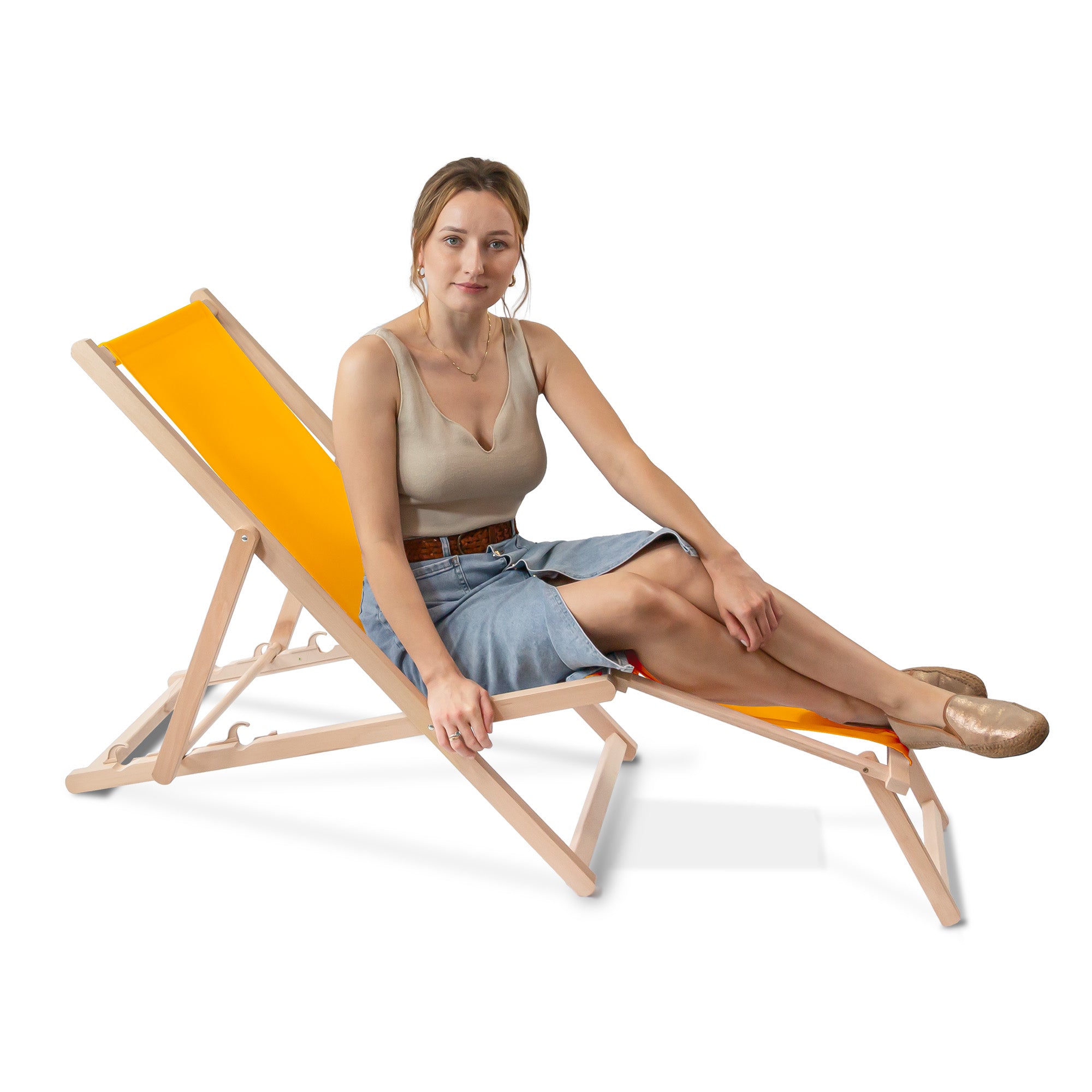 Leżak drewniany z podnóżkiem Mango