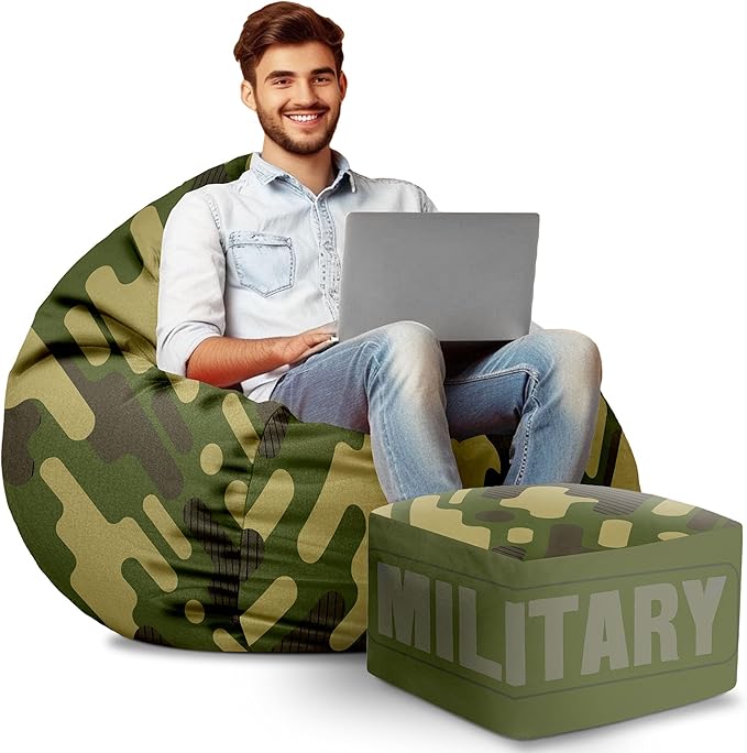 Puf Paradise z Podnóżkiem Military