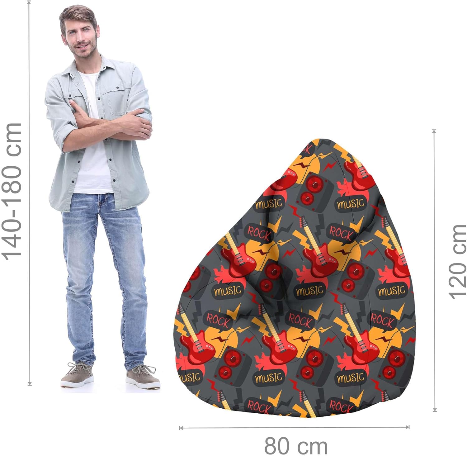 Birnenförmiger Sitzsack mit Fußstütze Music