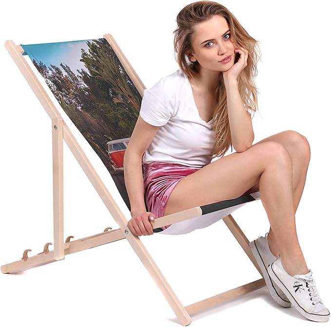 Drevené ležadlo Červený karavan