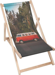 Drevené ležadlo Červený karavan