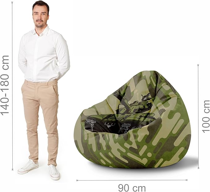 Puf Paradise z Podnóżkiem Military
