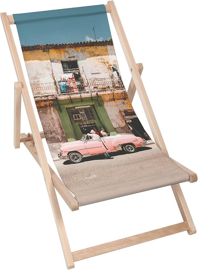 Leżak drewniany Vintage Pink Car