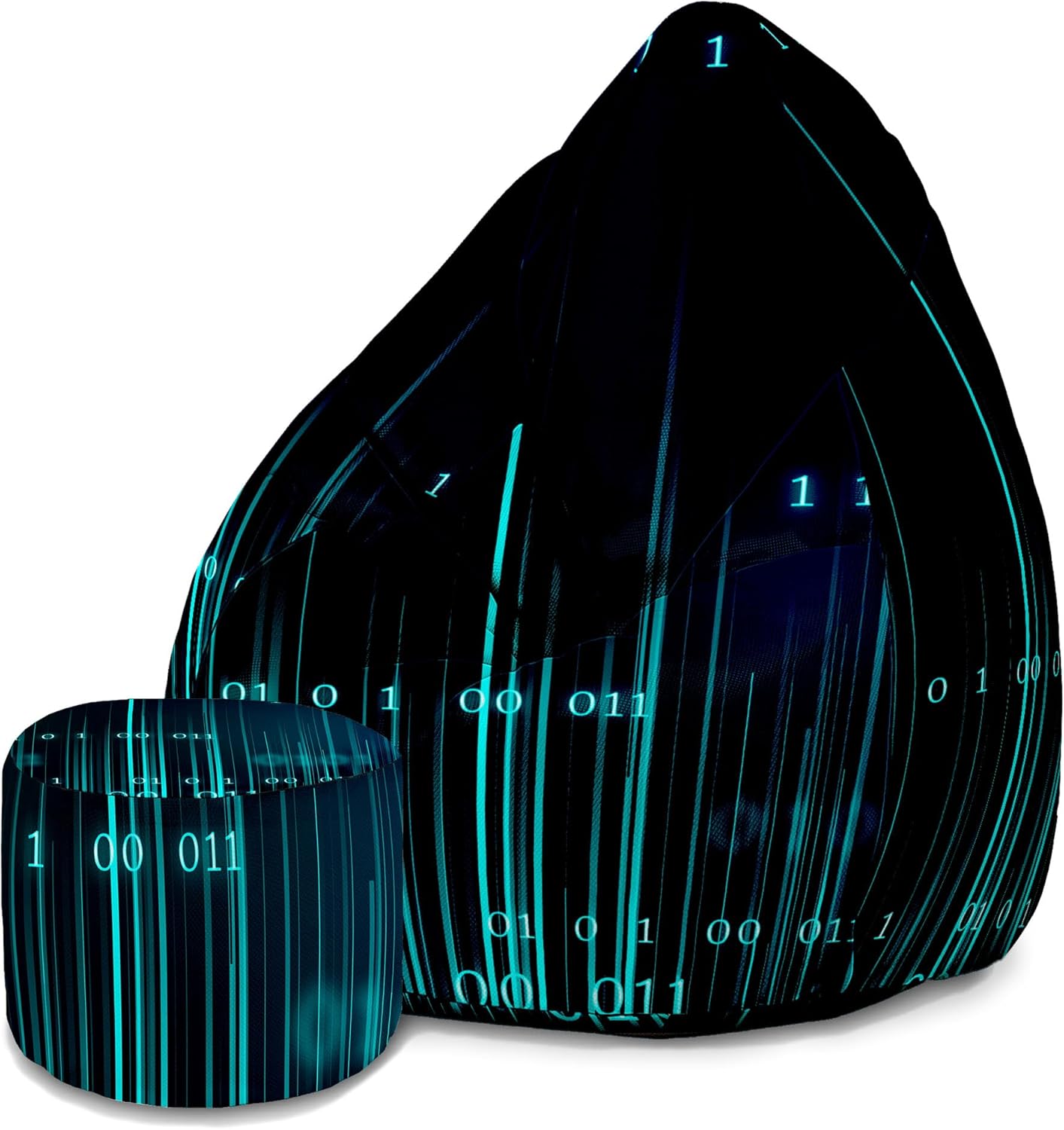 Puf Pearshape s podnožkou Binary Code-Velvet