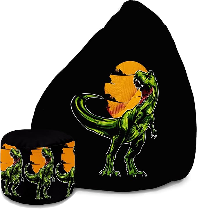 Puf Pearshape z podnóżkiem Wild Dinosaur-Velvet