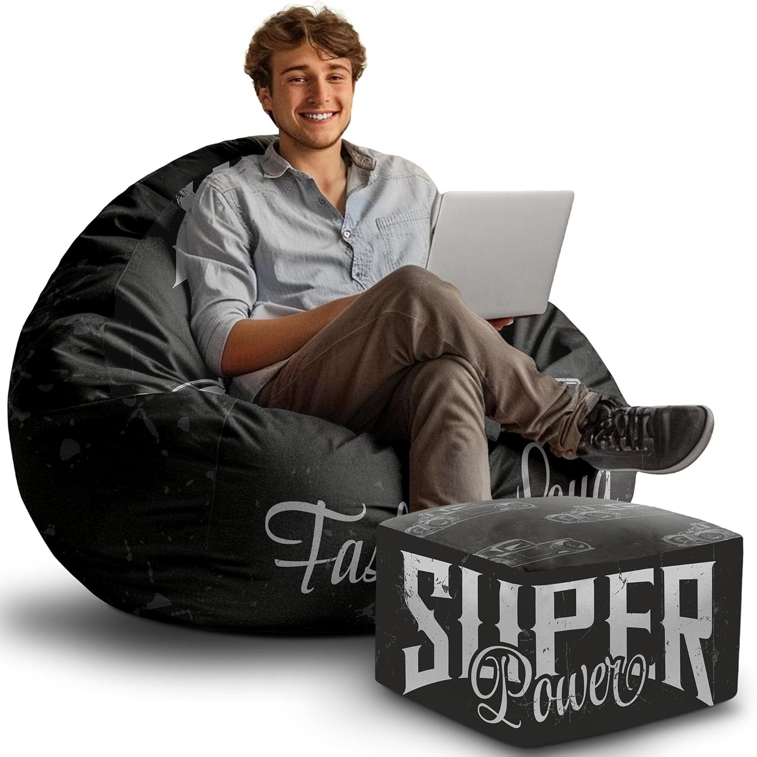 Puf Paradise z Podnóżkiem Super Power-Velvet