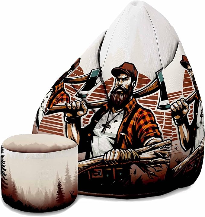Puf Pearshape z podnóżkiem Lumberjack-Oxford
