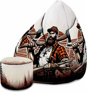 Pearshape Pouf with Footrest Lumberjack-Velvet