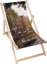 Holzliegestuhl Kanalbootfahrt
