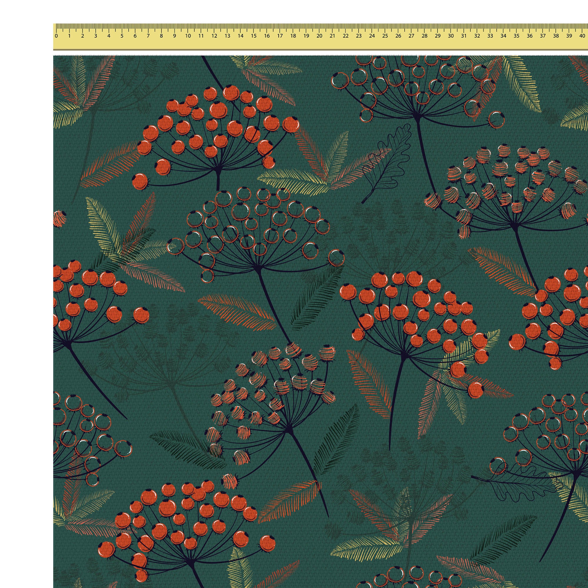 Orange Berries-Tkanina Obrusowa