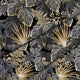 Dark Gold Leaves-Tkanina Obrusowa