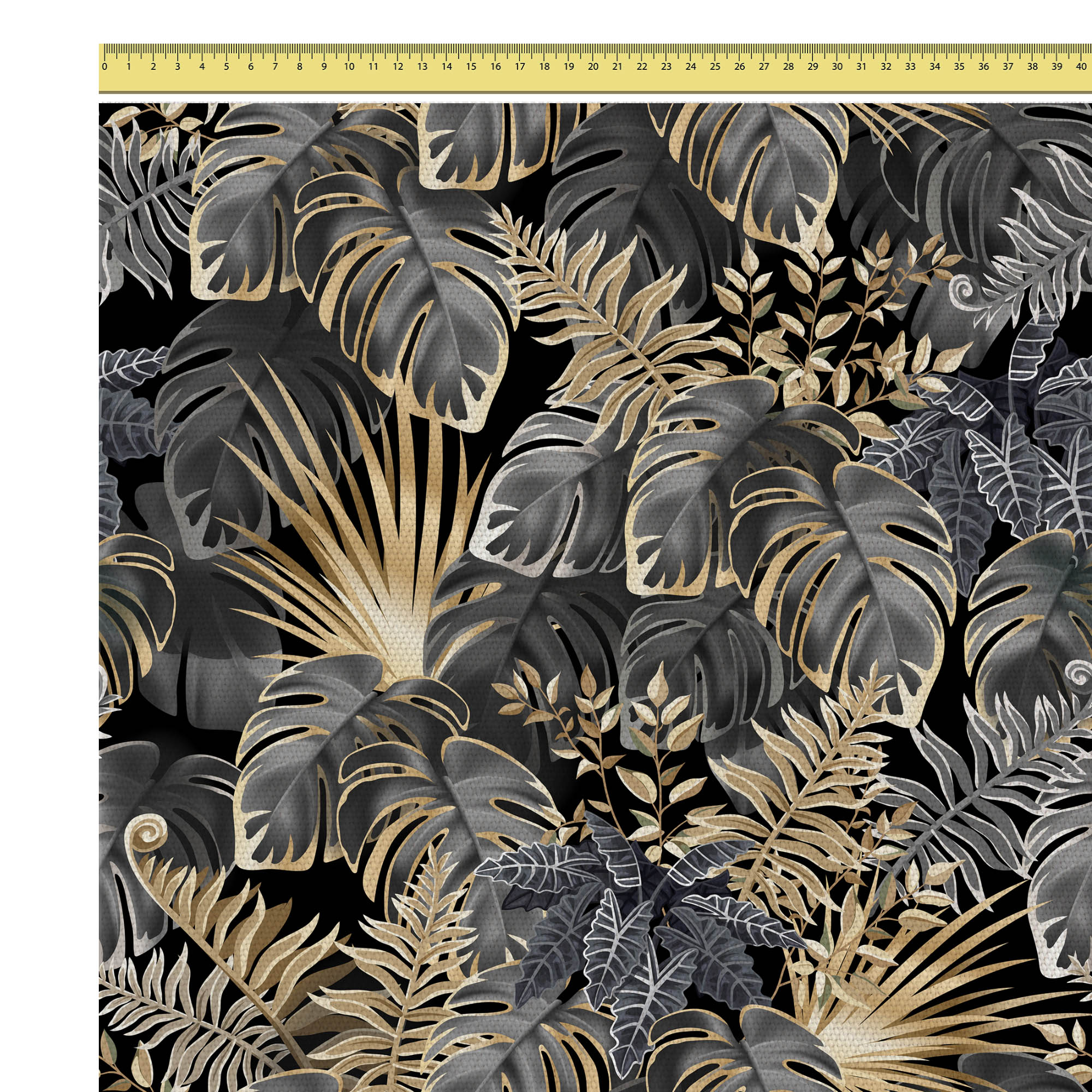 Dark Gold Leaves-Tkanina Obrusowa