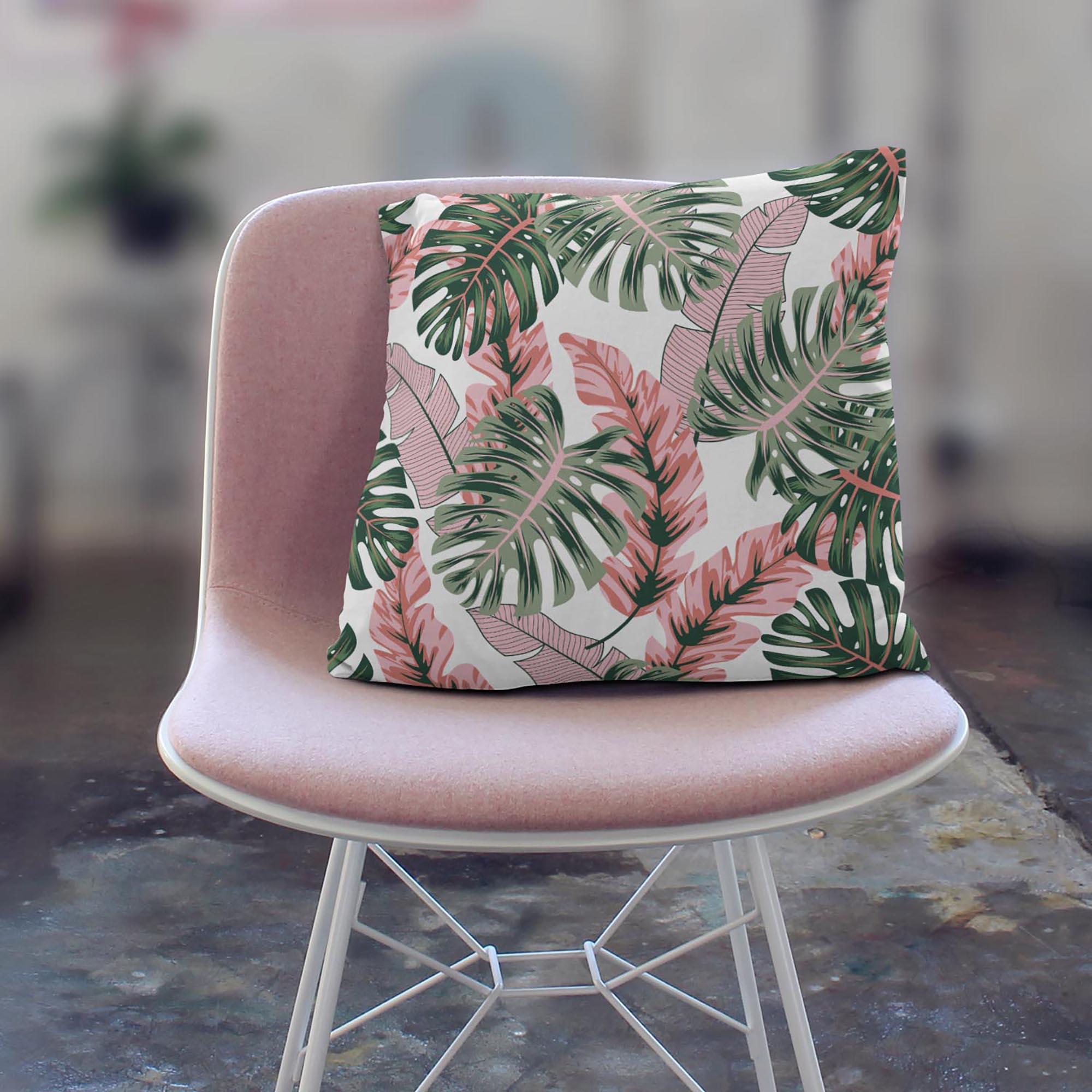 Tropical Pink and Green Leaves