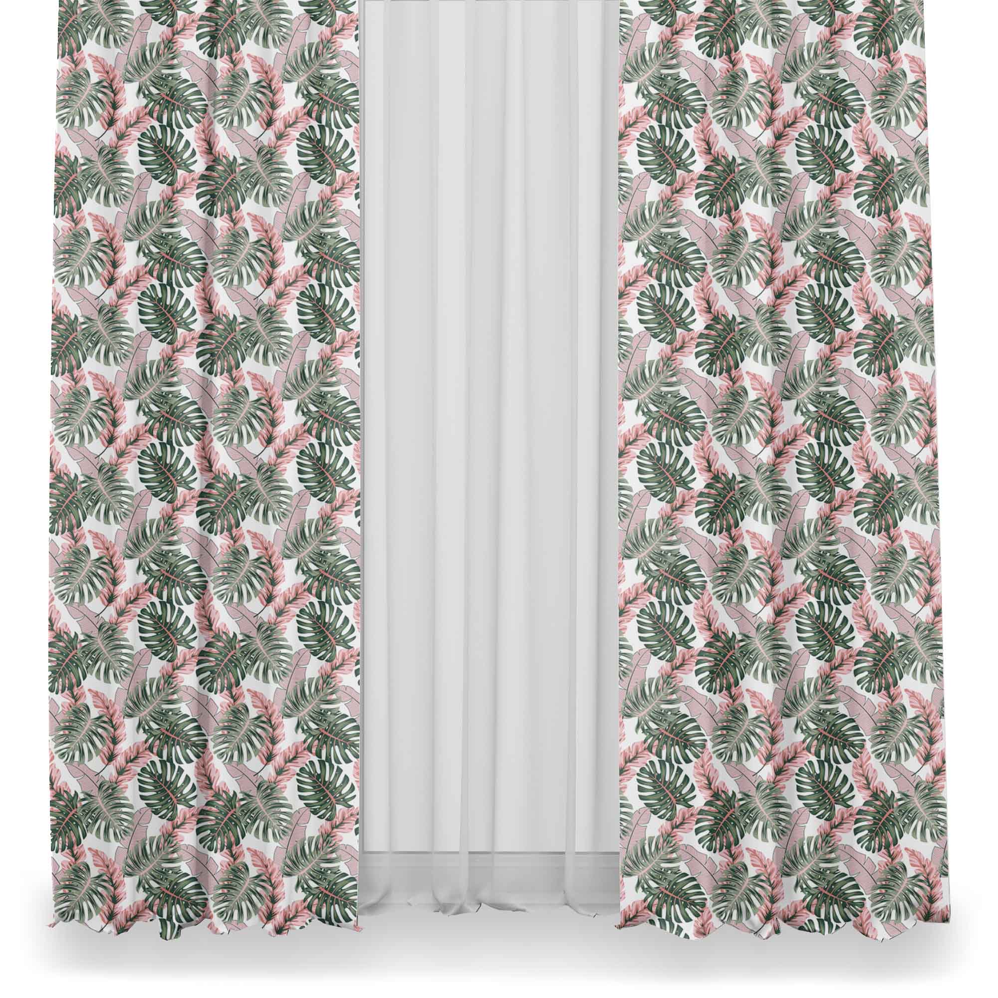 Tropical Pink and Green Leaves-Flat Microfiber
