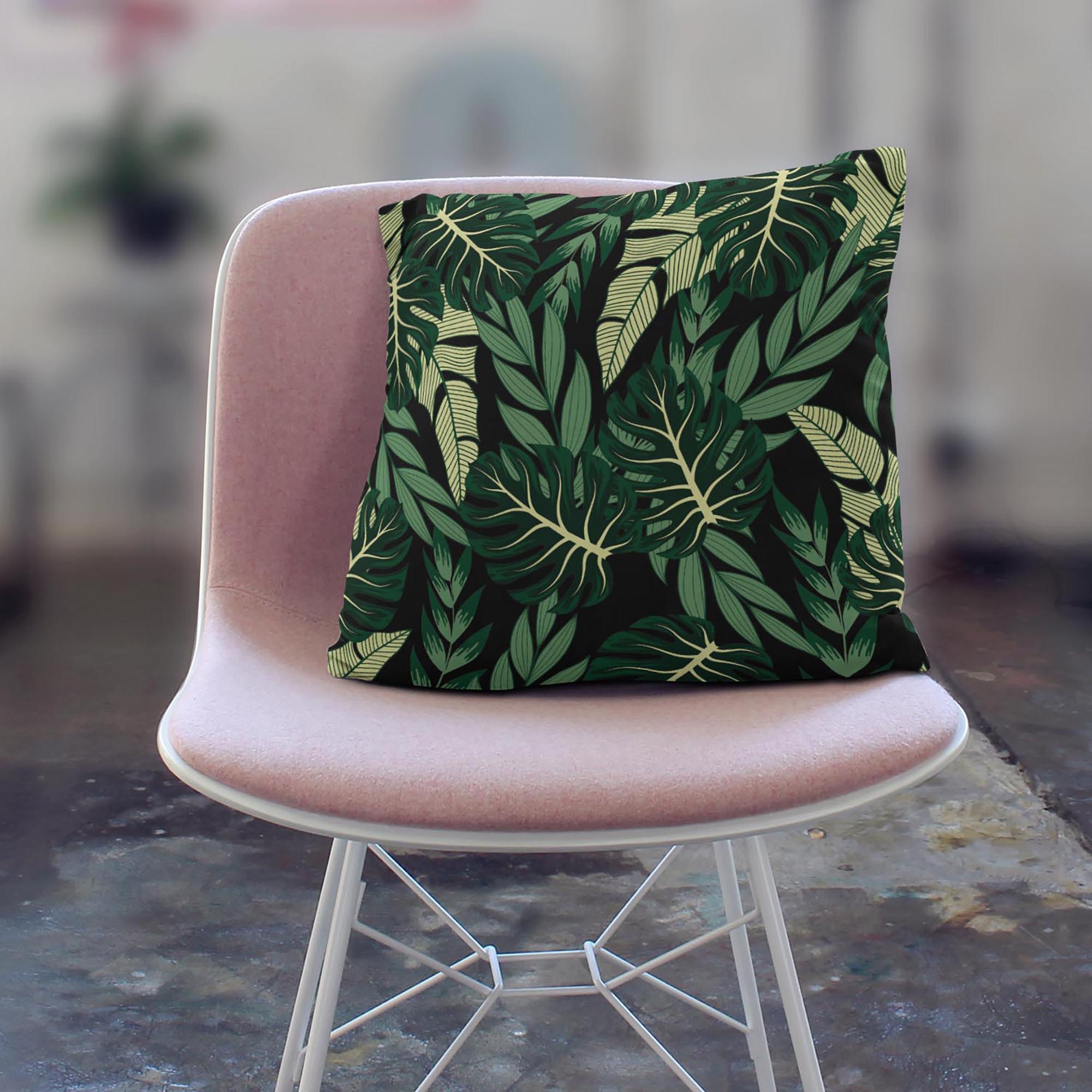 Tropical Dark Green Leaves-Flat Microfiber