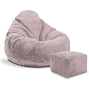 Puf Paradise z Podnóżkiem Silver Pink-M