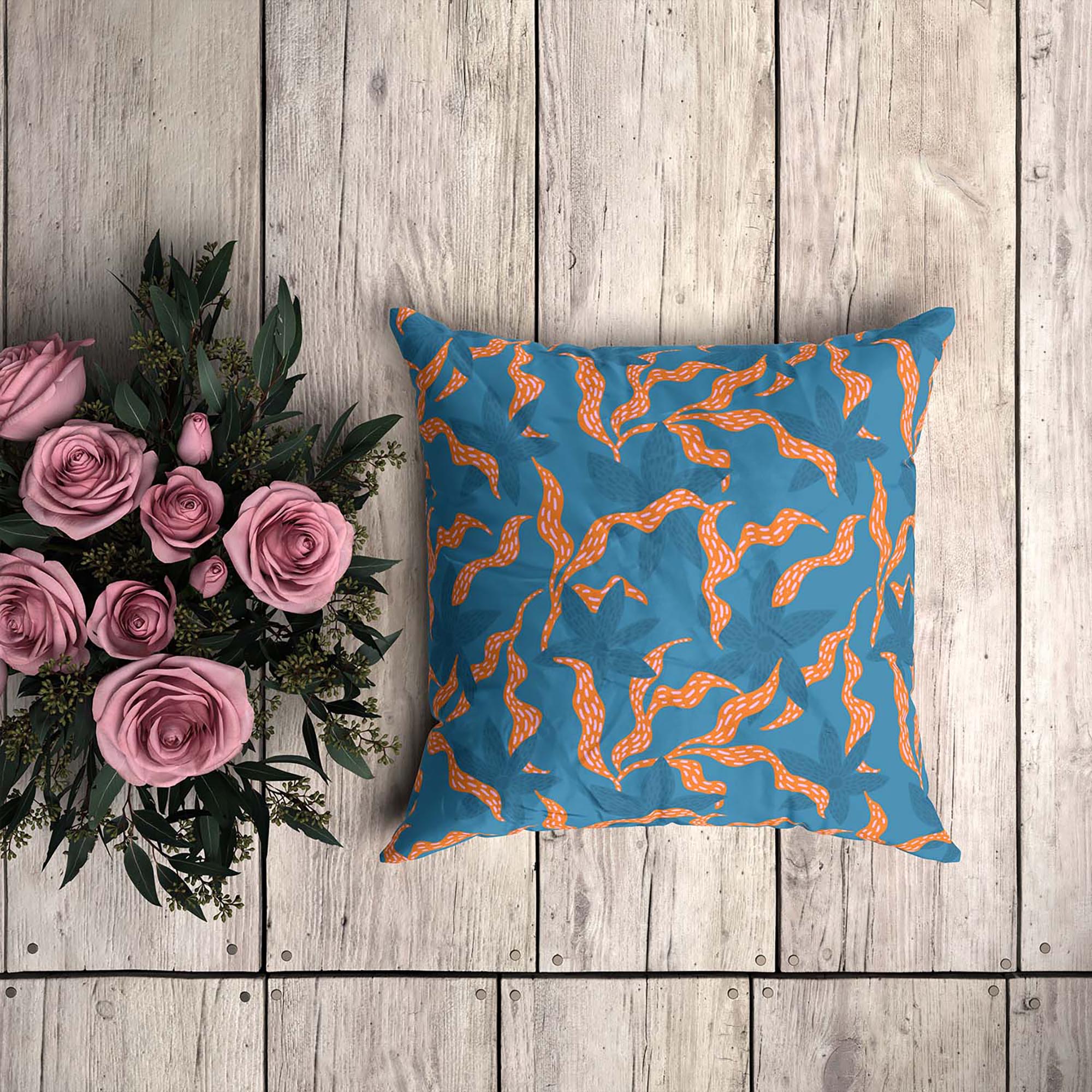 Modern Leaves and Flowers-Flat Microfiber