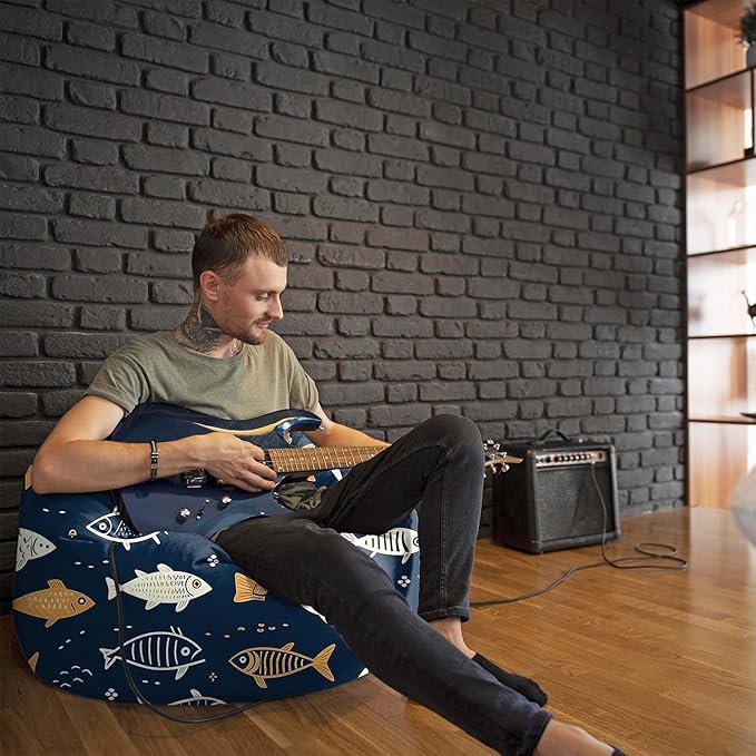 Pearshape Pouf with Footrest Fish
