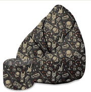 Birnenförmiger Sitzsack mit Fußstütze Skull