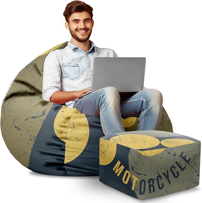 Puf Paradise z Podnóżkiem Motorcycle-Velvet