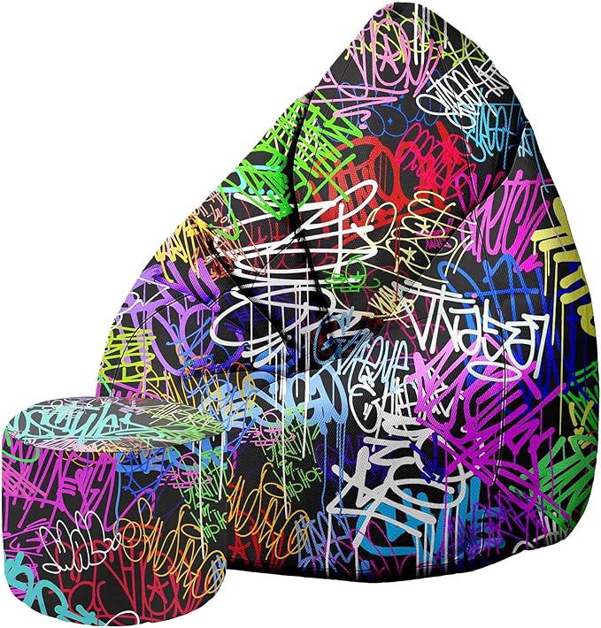 Puf Pearshape z podnóżkiem Graffiti-Oxford
