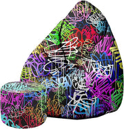 Puf Pearshape z podnóżkiem Graffiti-Velvet