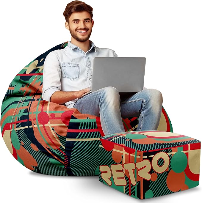 Puf Paradise z Podnóżkiem Retro Men's-Velvet