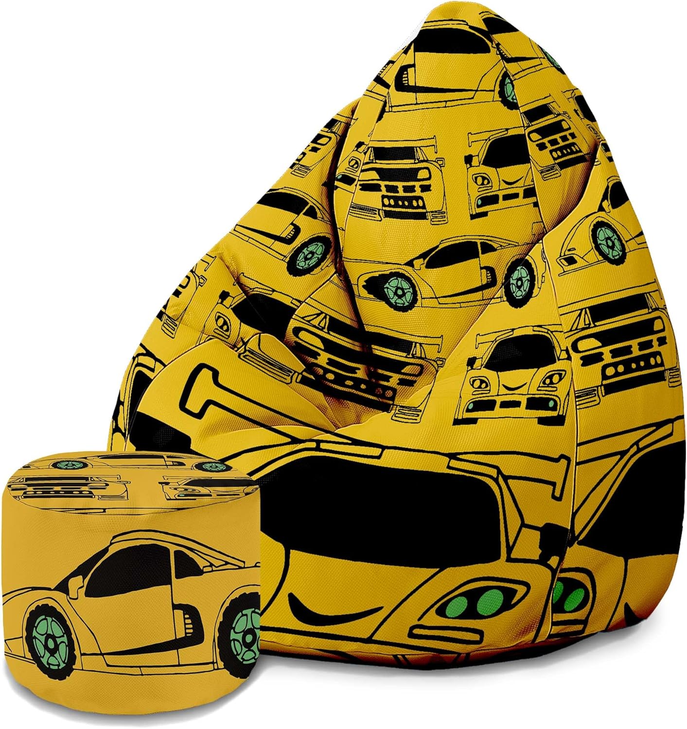 Puf Pearshape z podnóżkiem Yellow Car
