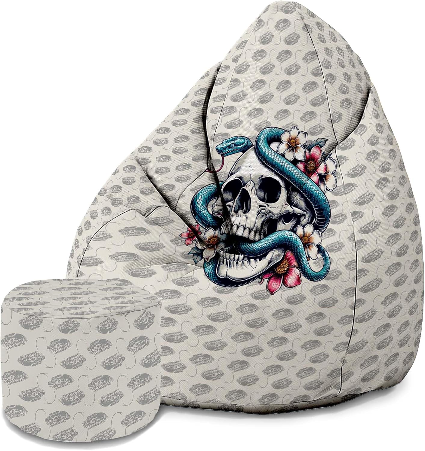 Puf Pearshape z podnóżkiem Snake Skull Flower