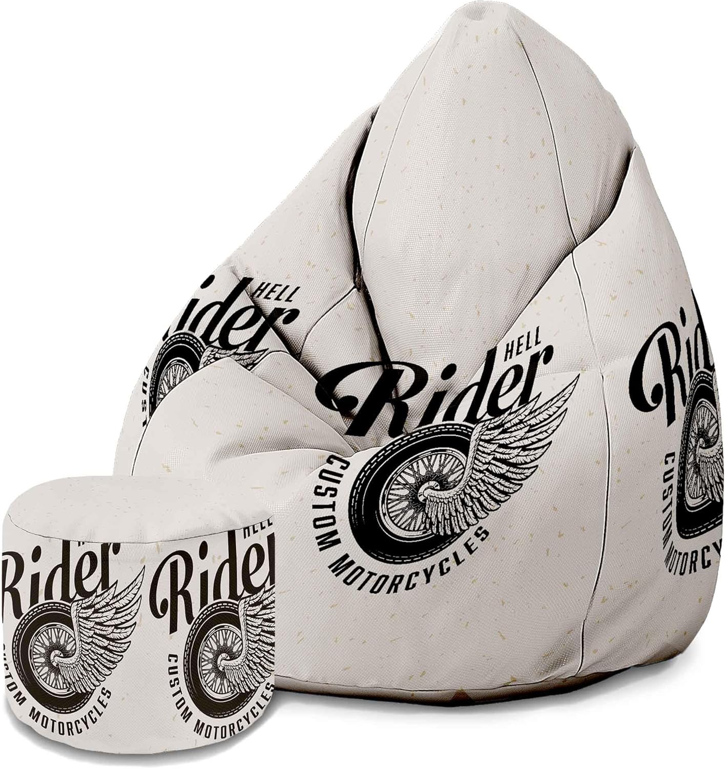 Pearshape Pouf with Footrest Vintage Motorbike-Velvet