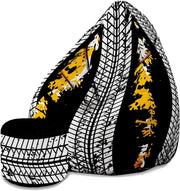 Pearshape Pouf with Footrest Tire Marks-Velvet